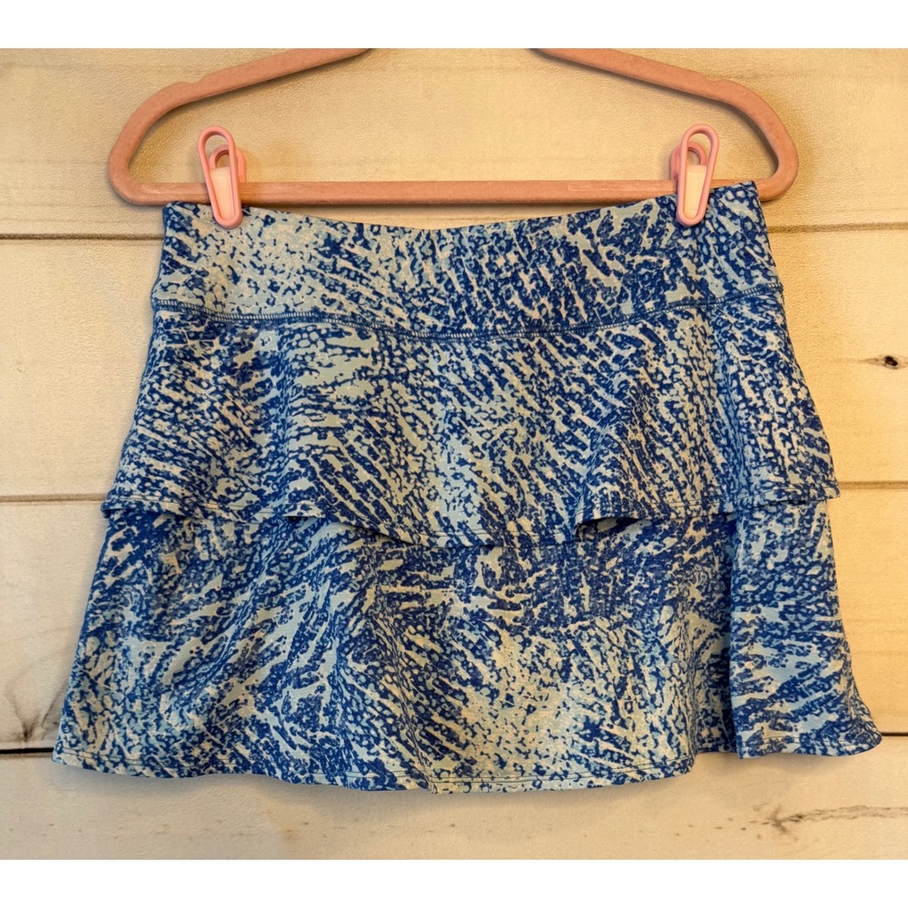 Southern Tide Blue White Abstract Print Ruffle Active Skort Womens Medium